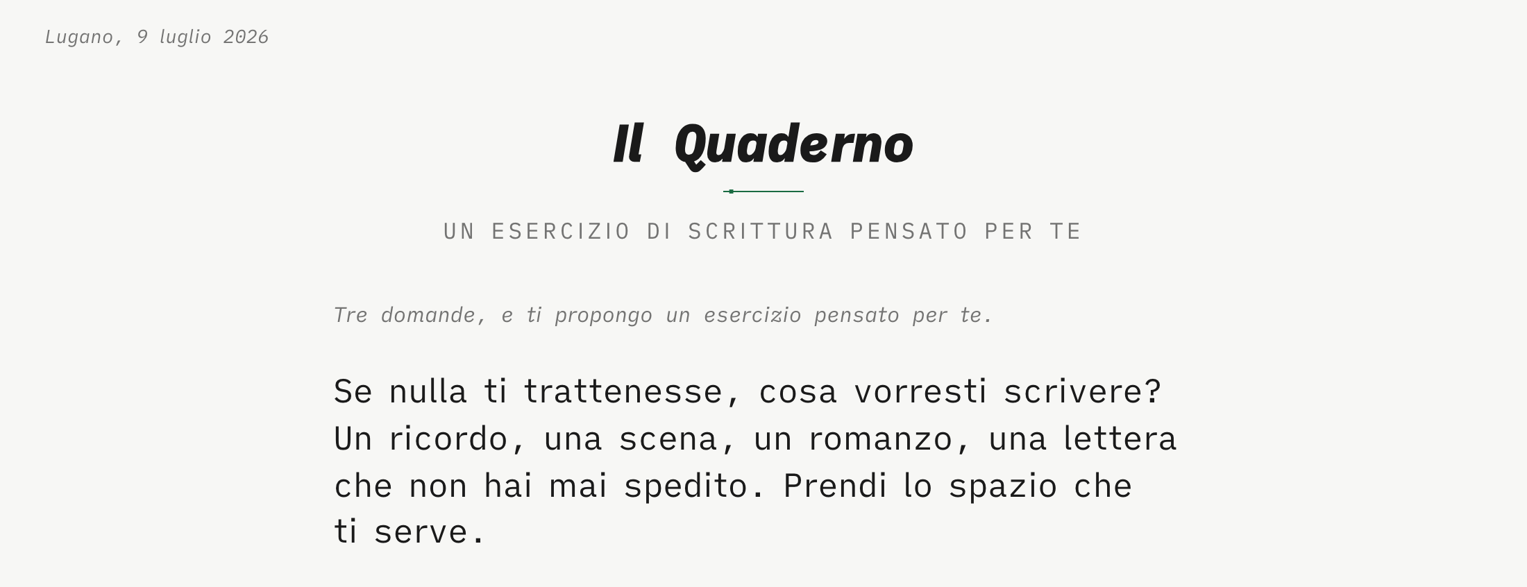Il Quaderno: raccontami cosa vuoi scrivere