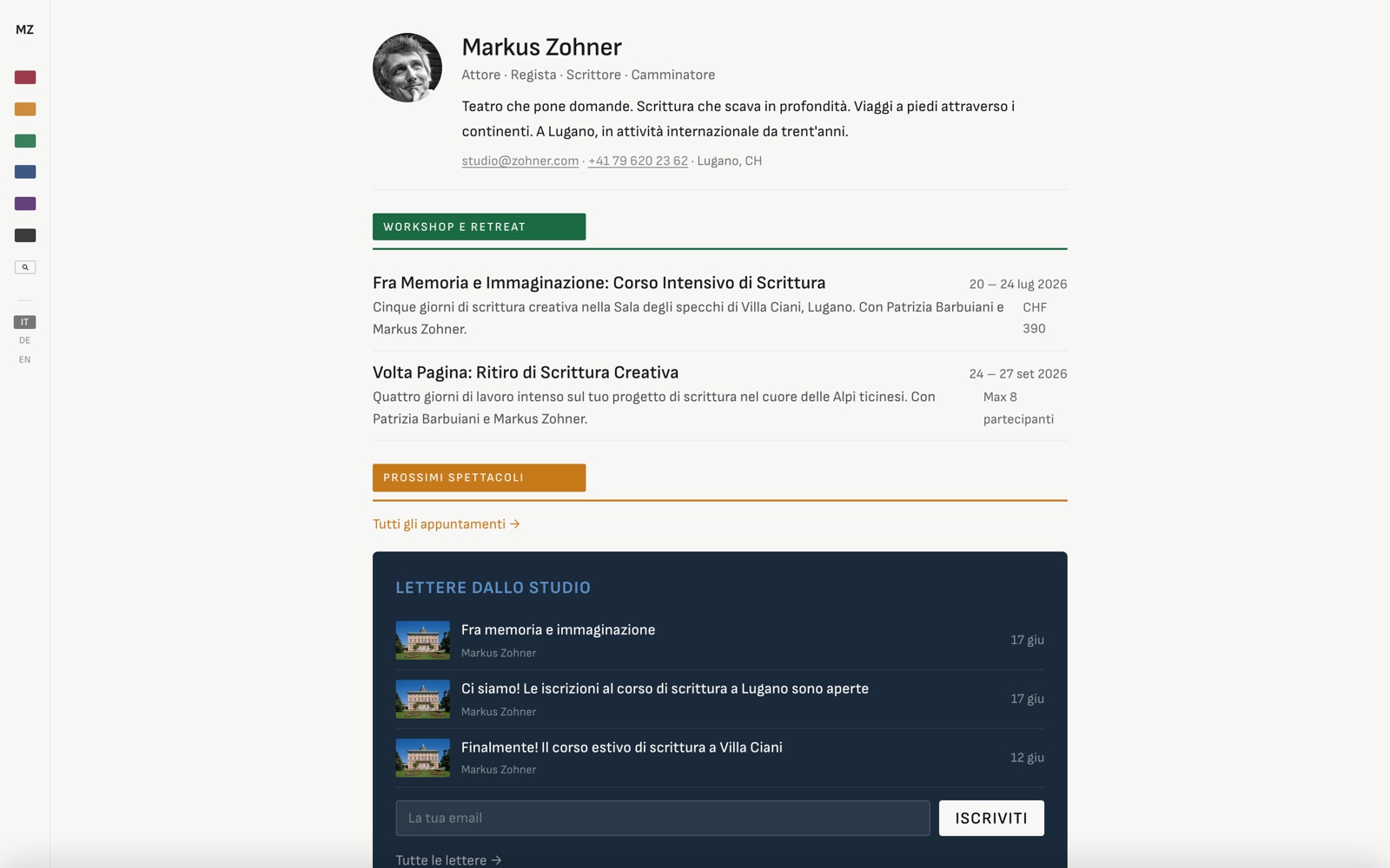 Il nuovo sito zohner.com: interamente statico, trilingue, senza database.