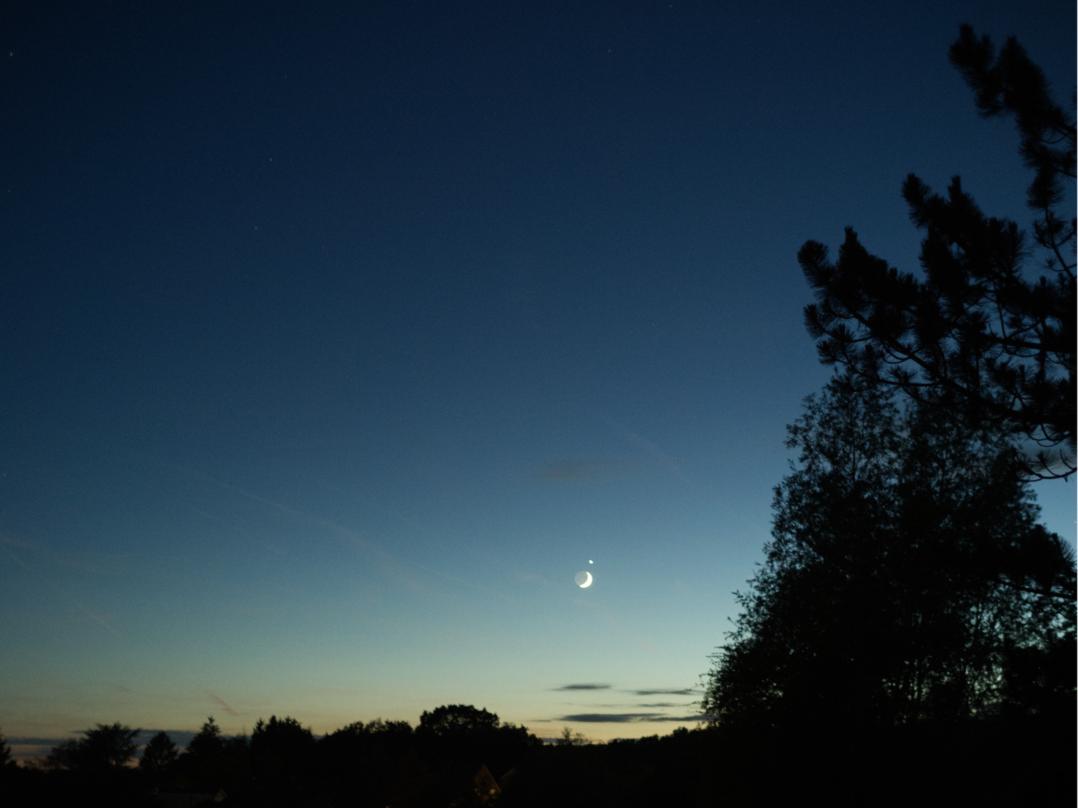 Venere sopra la falce di luna, cielo serale