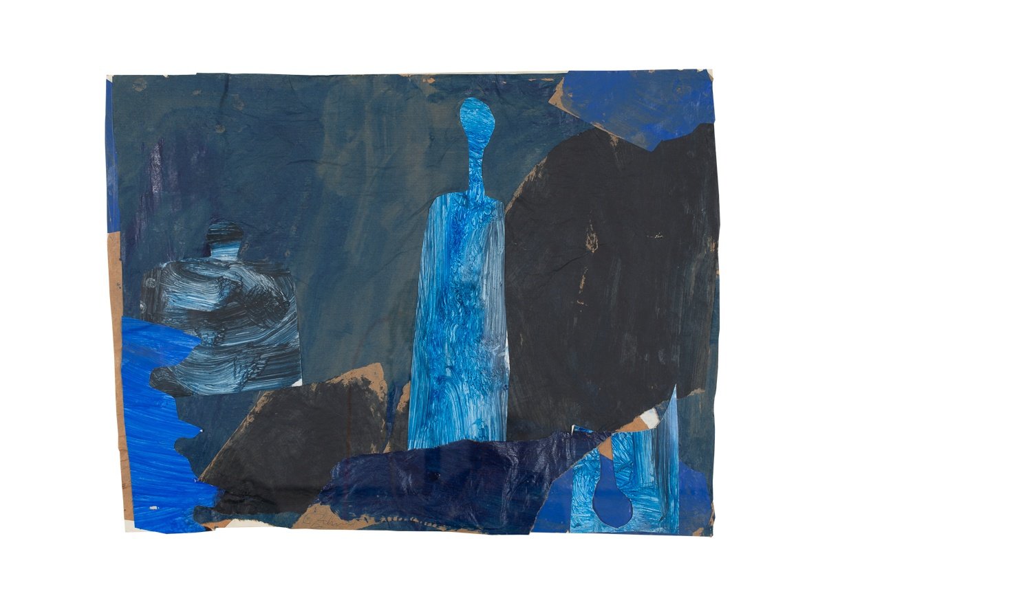 Christine Zohner, Blue Series 3, Collage mit Papier und Acryl, 60 × 40 cm, 1999