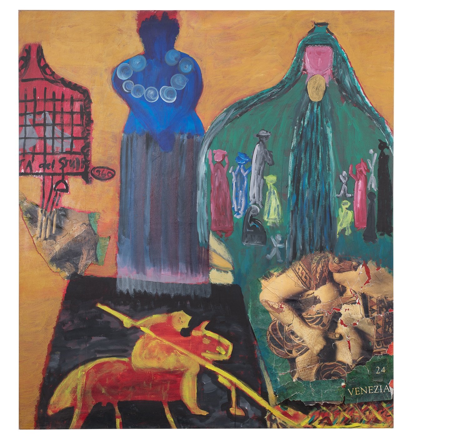 Christine Zohner, Untitled, Collage und Acryl auf Leinwand, 135 × 115 cm, 1996