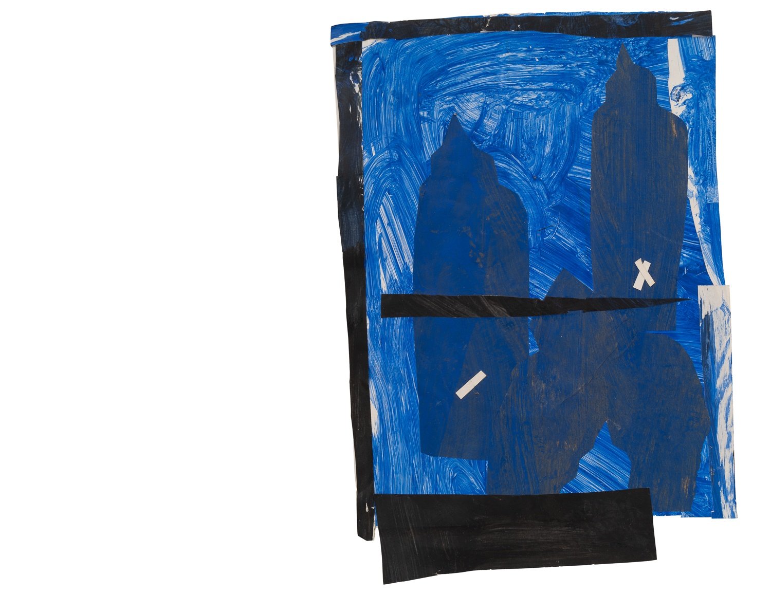 Christine Zohner, Blue Series, Collage mit Papier und Acryl, 35,6 × 24 cm, 1999
