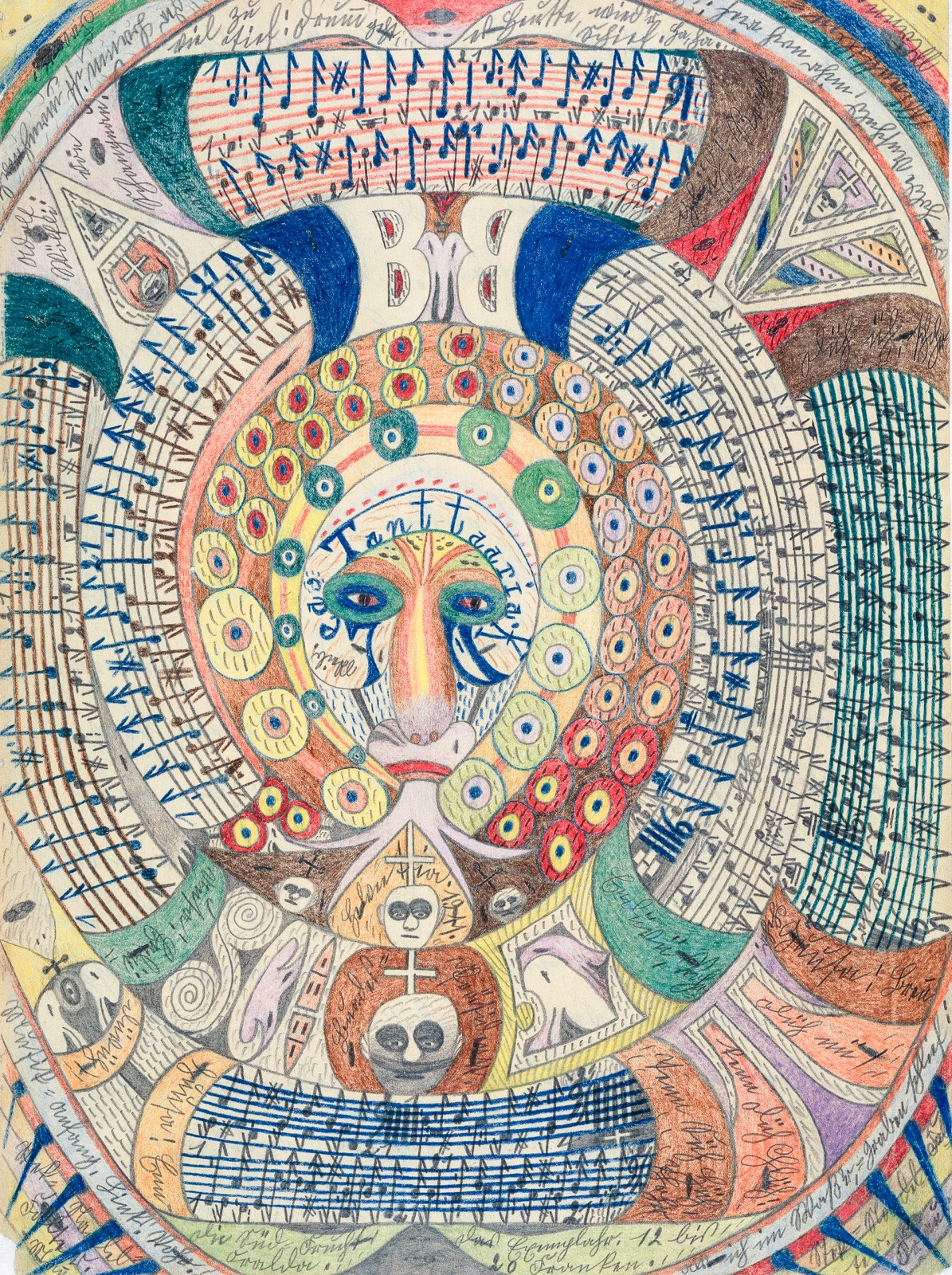 Adolf W&ouml;lfli: volto con notazione musicale
