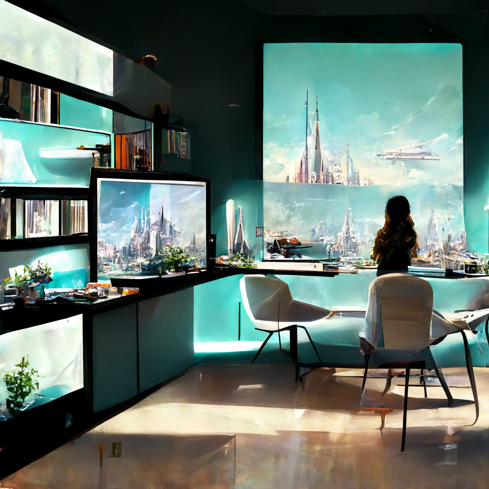 REPLIKA anno 2052: Arianna Schneider al lavoro in home office, interpretata da Alessandra Francolini